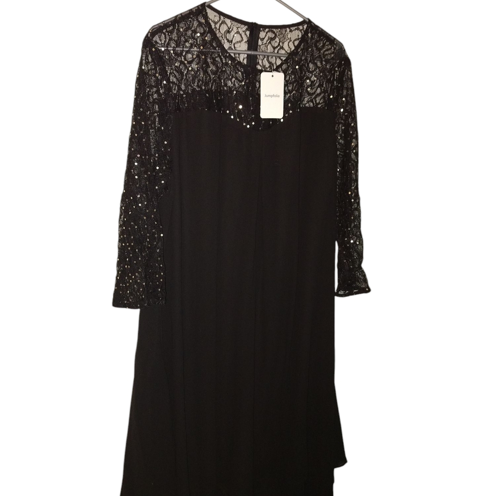 Jumpfolia Black 3/4  Sleeve Dress
